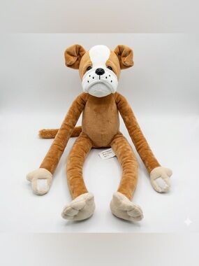 Fun Stuff Bulldog Hanging Plush Hugging Brown Hook Loop 18” Long Arms Legs